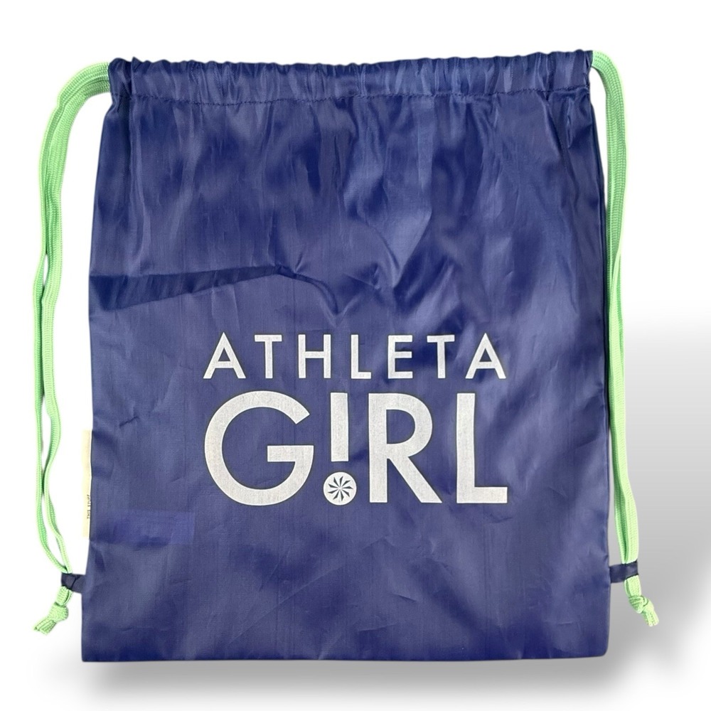 Athleta Girl Drawstring Carry Bag Blue Aqua Cinch Athletic‎ Bag Gym Bag PE Bag